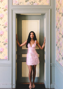Naples Mini Dress | Floral Matelasse Pink
