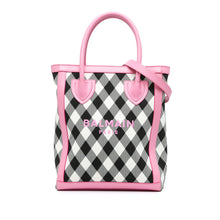 Balmain | Pre-Owned Canvas Checkered B-Army 26 Shopping Satchel | WhitePink