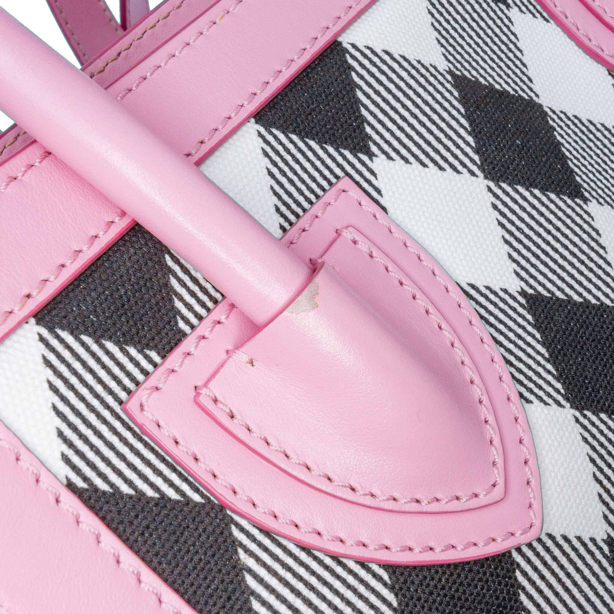 Balmain | Pre-Owned Canvas Checkered B-Army 26 Shopping Satchel | WhitePink