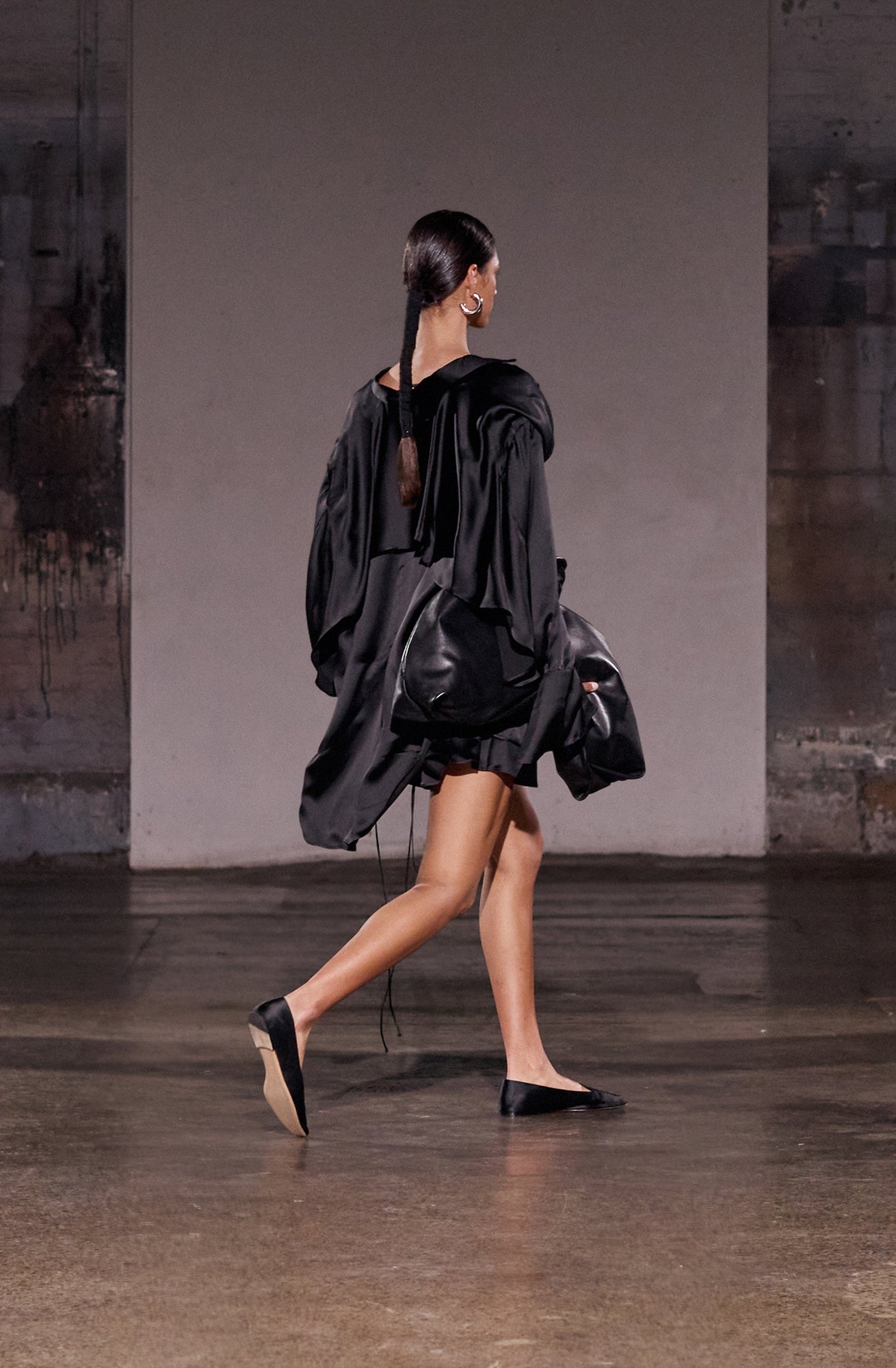Magma Draped Back Shirt | Black Silk