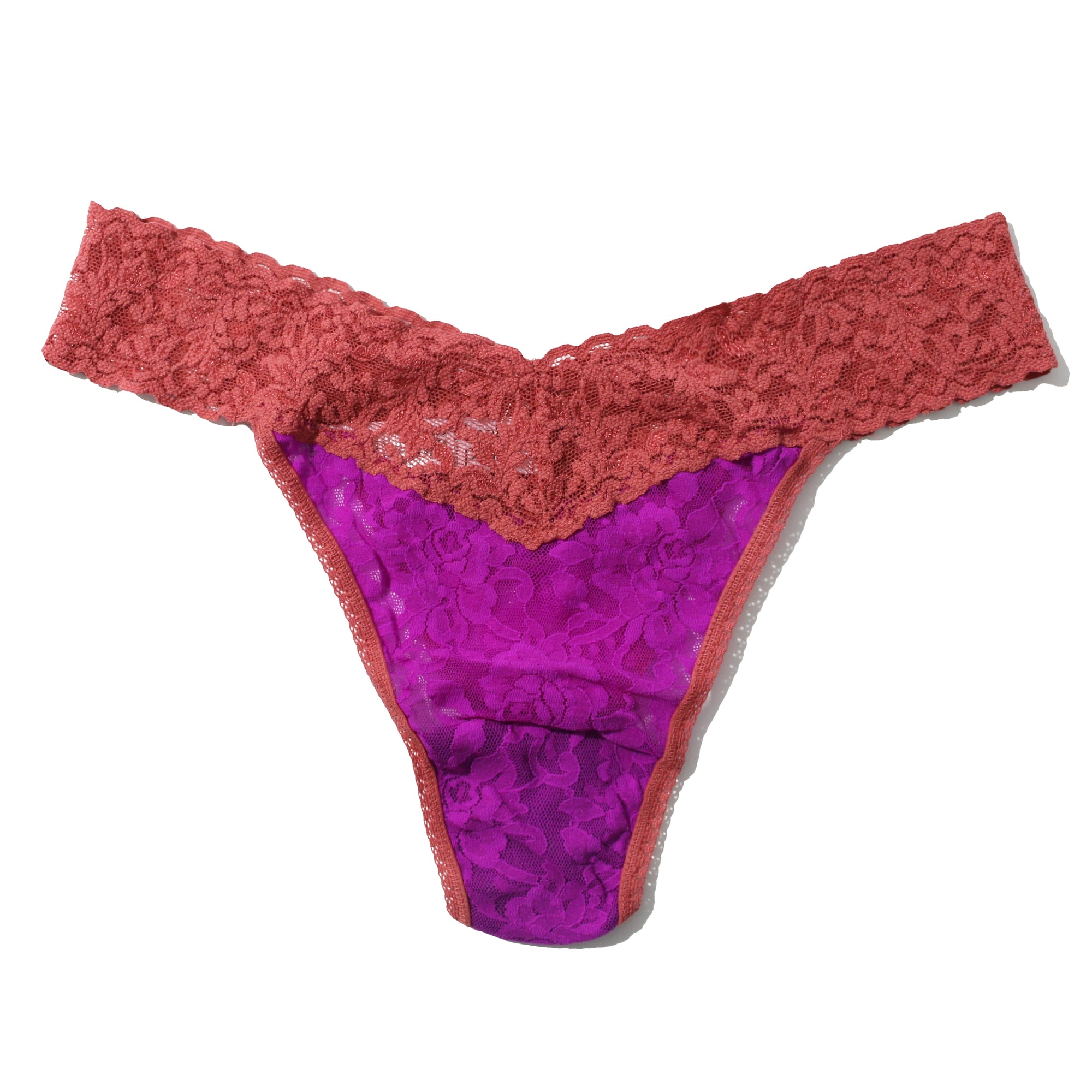 Signature Lace Original Rise Thong | Hot Lilac/Pink Sands