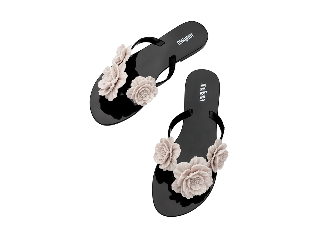 Womens | Harmonic Springtime Flip Flop | Black/Beige