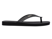 Womens | Sun Long Beach II Flip Flop | Black/Silver