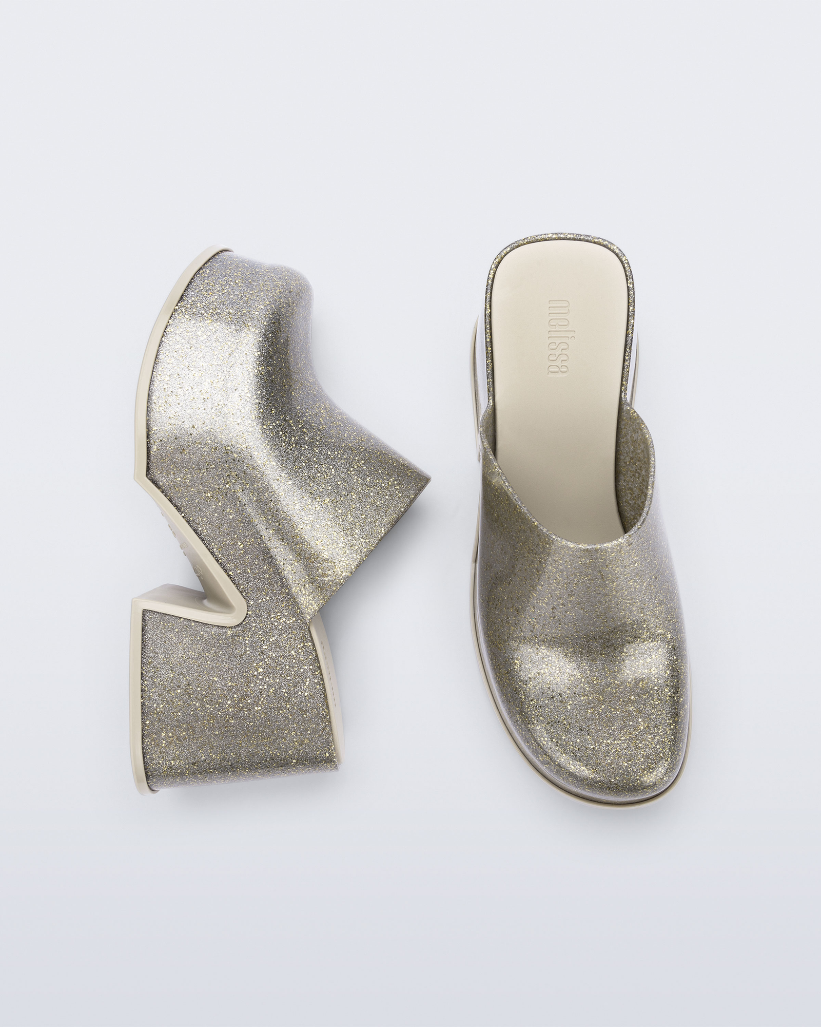 Womens | Mia Heel | Golden Glitter Glass