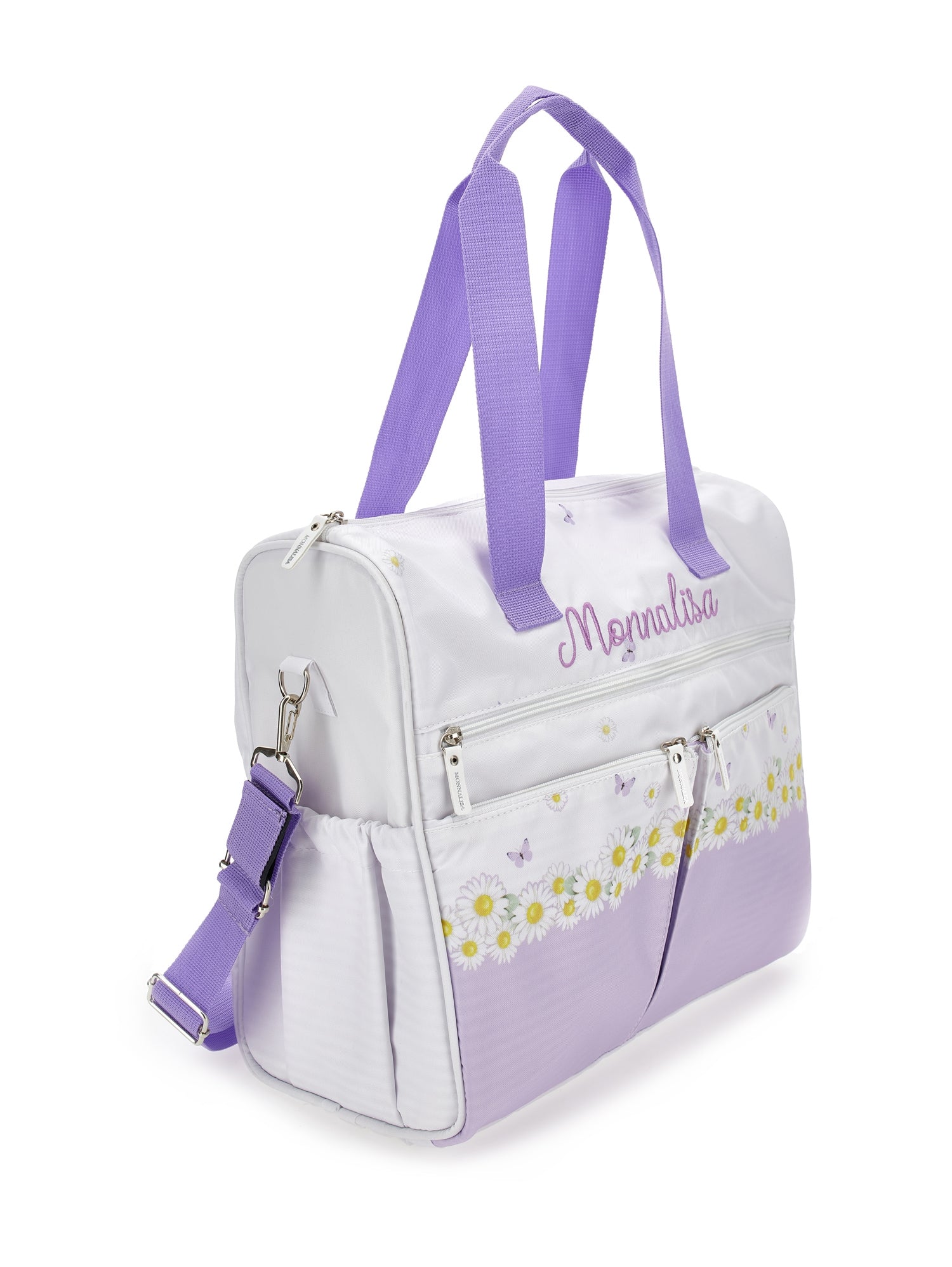 Girls | Daisies Cloth Nursery Bag | White/Wisteria