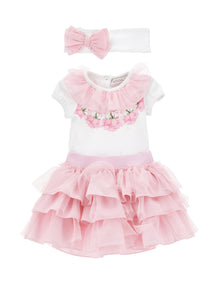 Girls | Skirt Set With Accessories | White/FairyTale Pink