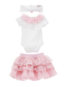 Girls | Skirt Set With Accessories | White/FairyTale Pink