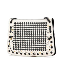 Bottega Veneta | Pre-Owned Nappa Intrecciato Check Grommet Palio Crossbody | White/Black