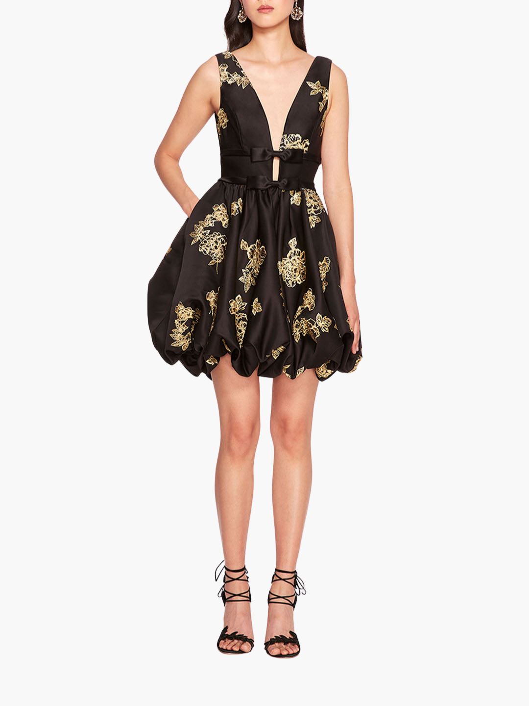 Marigold Bubble Mini Dress | Black/Gold