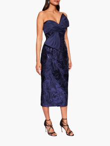 Lotus Sequin Midi Dress | Navy