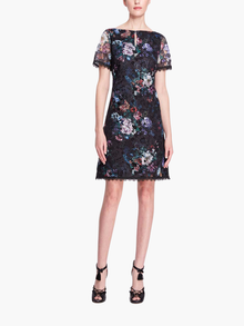 A-Line Floral Lace Mini Dress | Black
