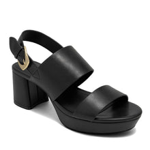Daily Sandal Block Heel | Black Faux Burnished Calf