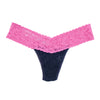 Petite Signature Lace Low Rise Thong | Navy/Amused