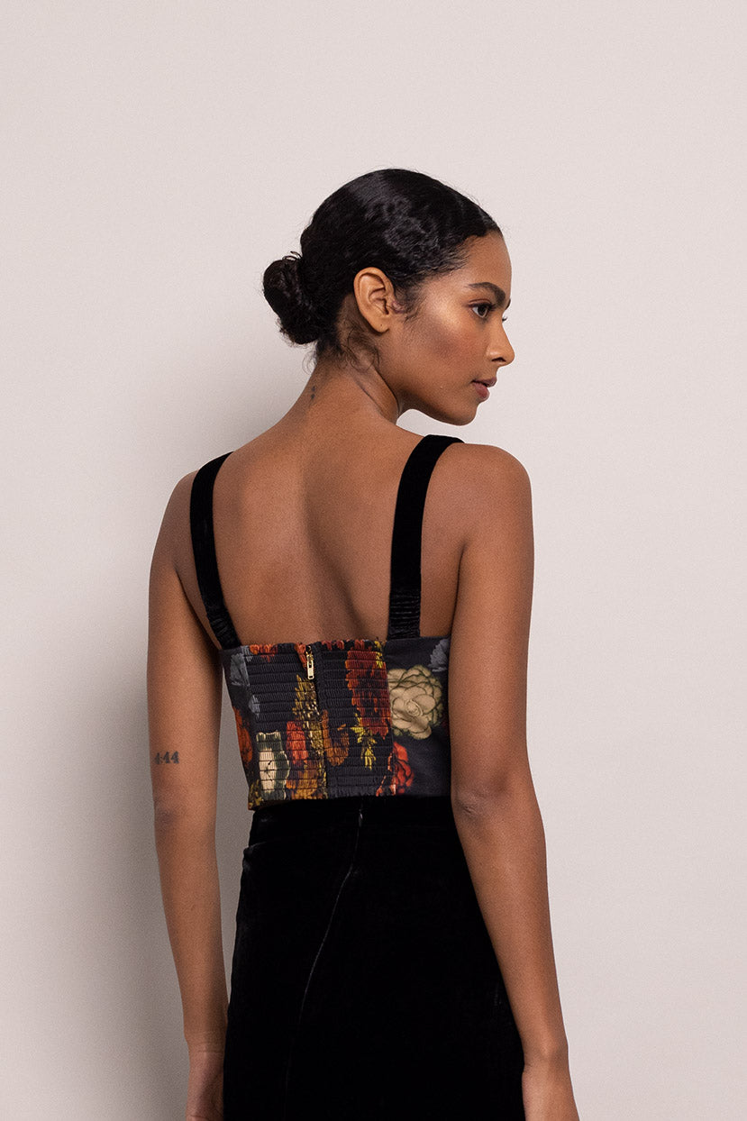 Claudine Top | Black Harvest Bloom
