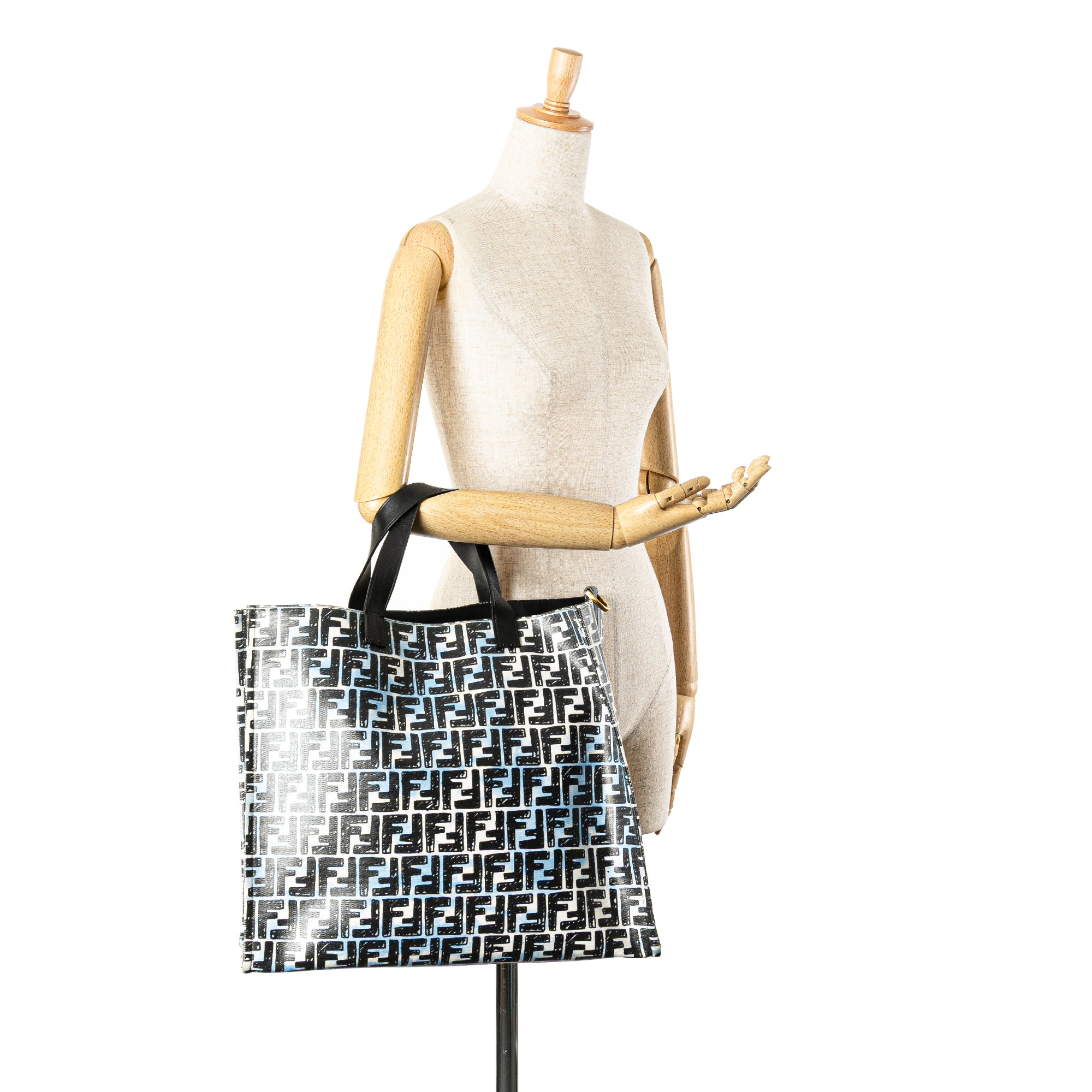 Fendi | Pre-Owned Joshua Vides Zucca Coated Canvas Cloudy Shopper Satchel | Blue