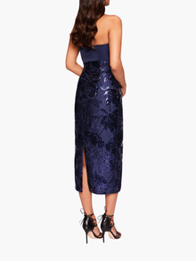 Lotus Sequin Midi Dress | Navy