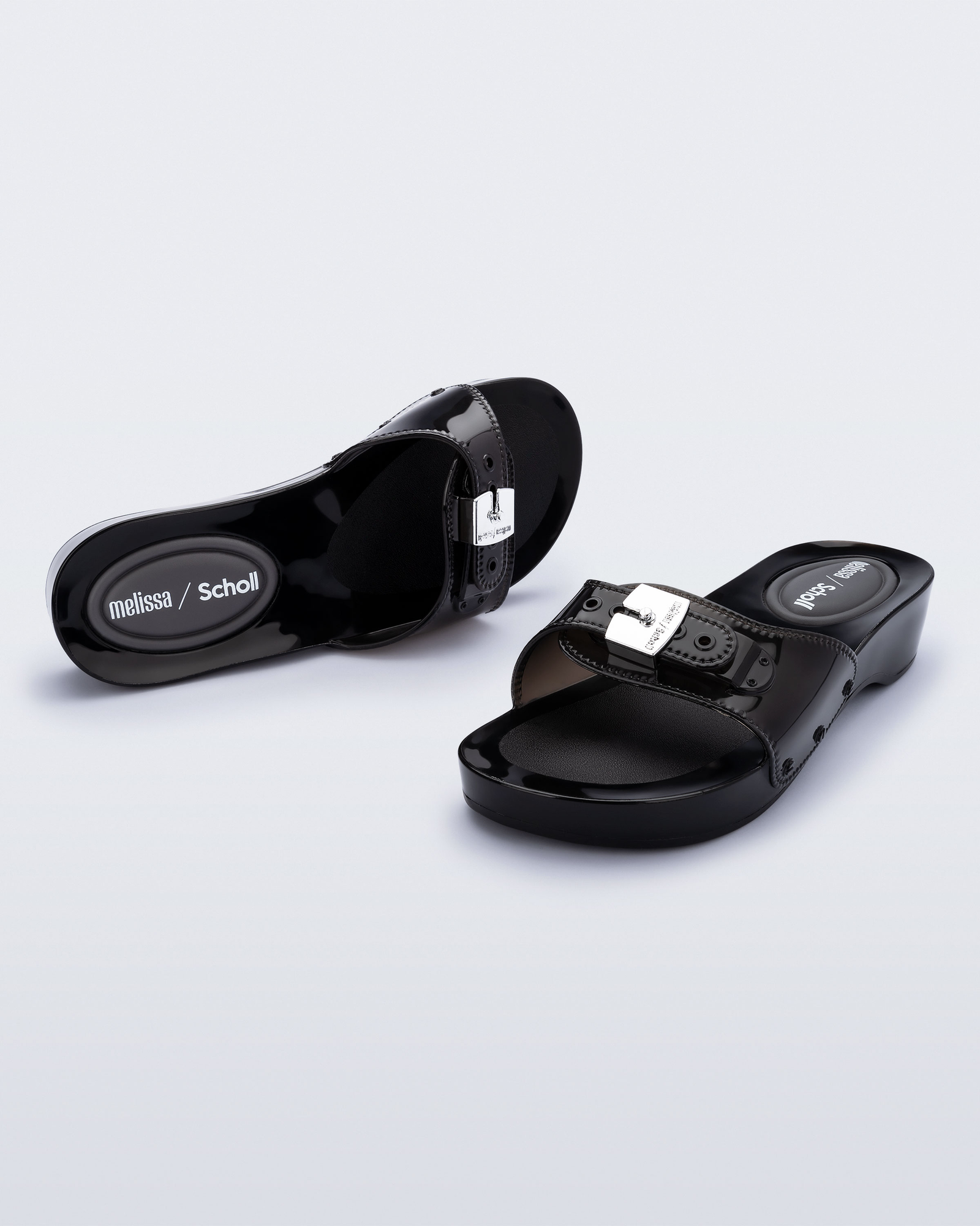 Womens | Pescura Heel and Scholl Slide | Clear Black