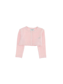 Girls | Rhinestone Cotton Angora Cardigan | Antique Pink