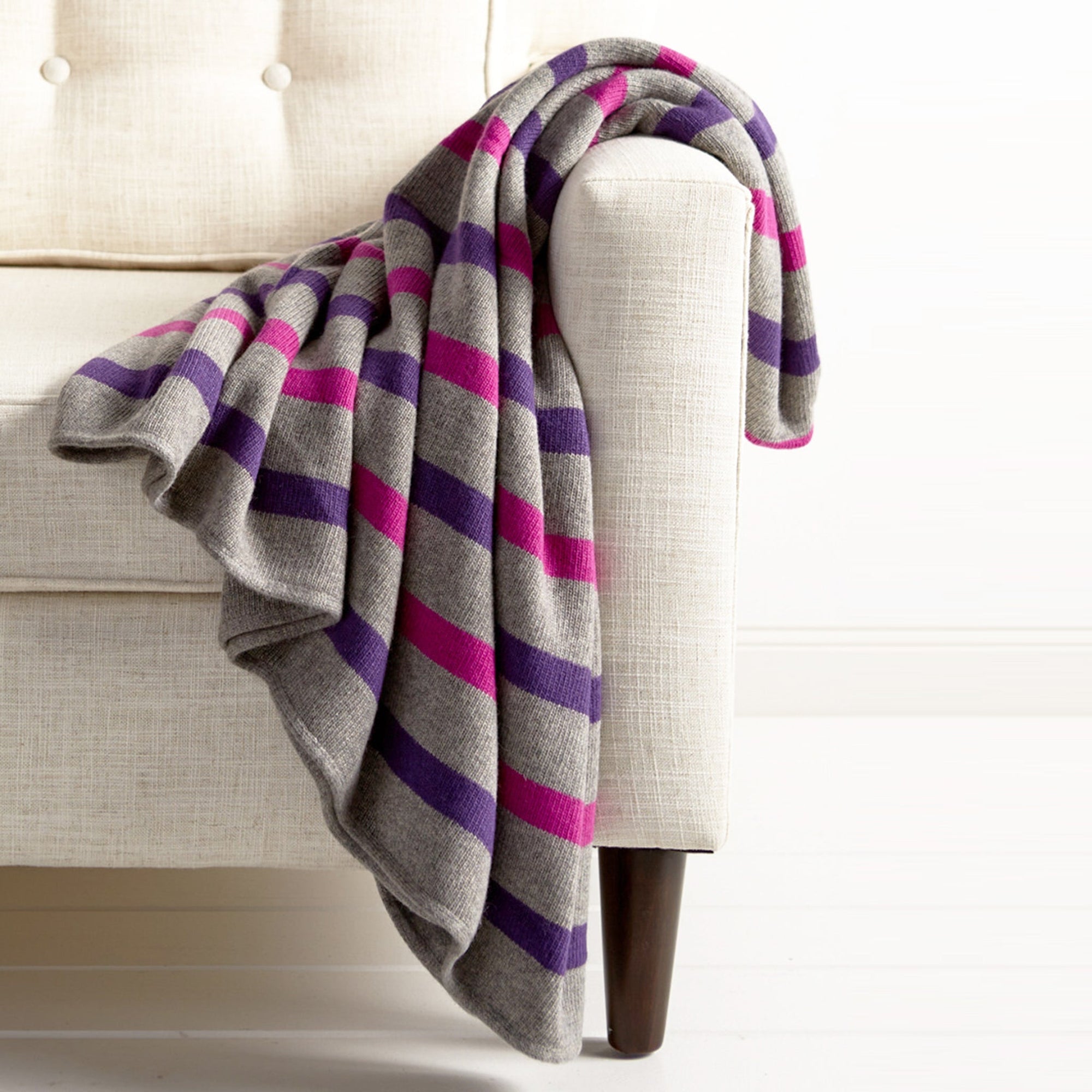 Striped Throw | Grey/Pink