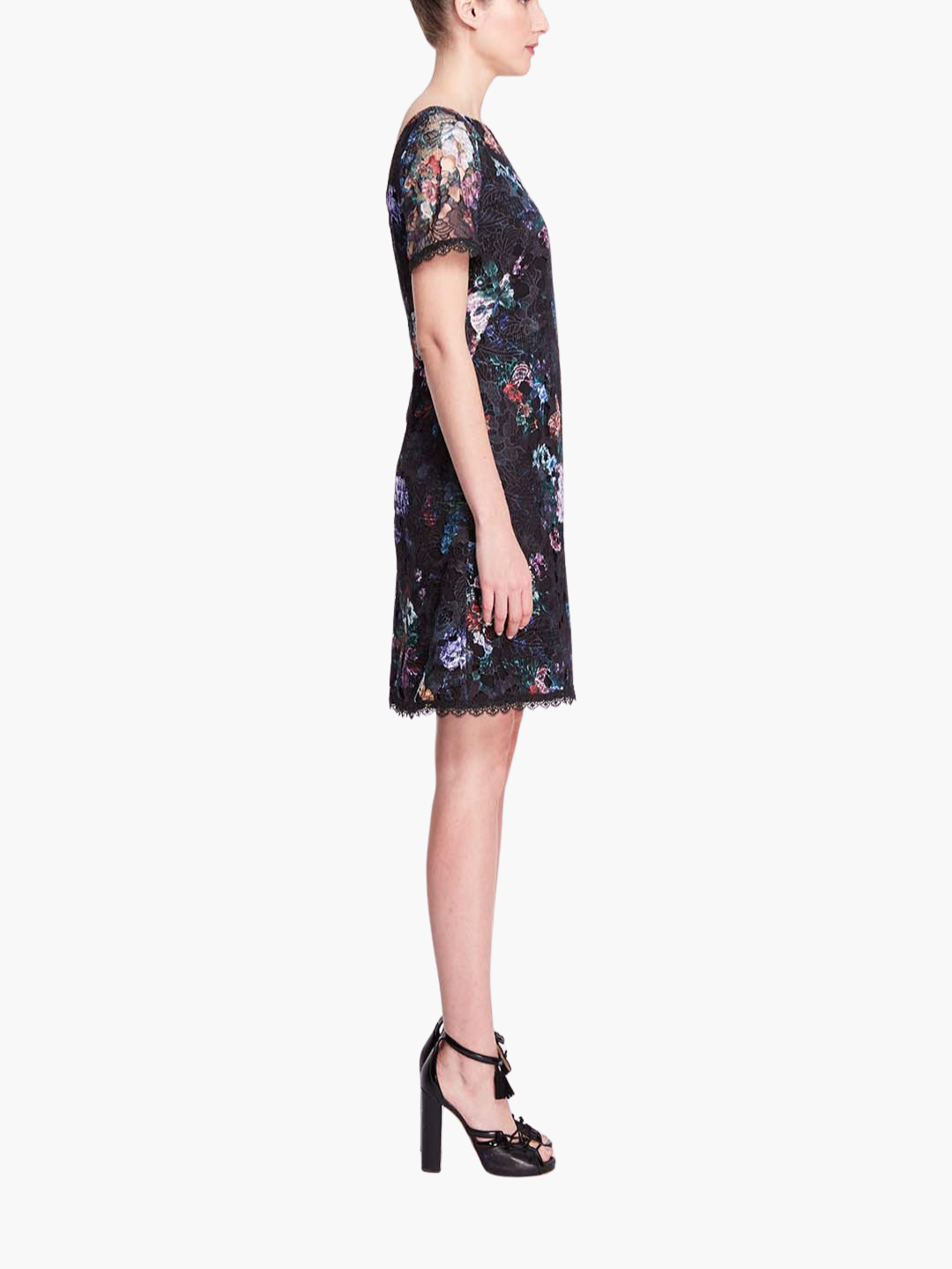 A-Line Floral Lace Mini Dress | Black