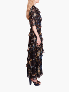 Silk Lily Flutter Midi Dress | Blue Multi