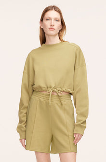 Cropped Terry Sweatshirt With Drawcord | Manzanilla
