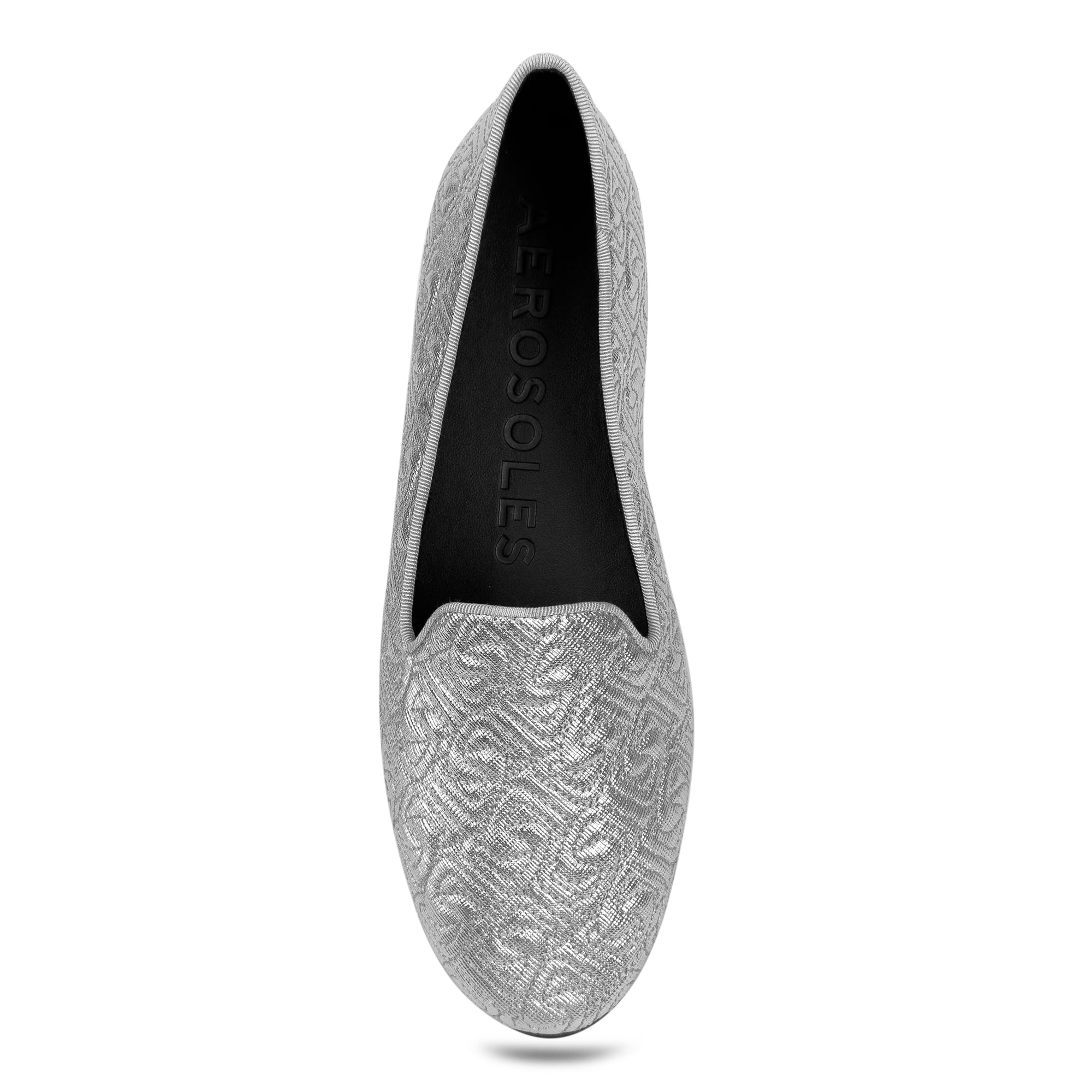 Betunia Casual Loafer | Silver Faux Textured Saffiano
