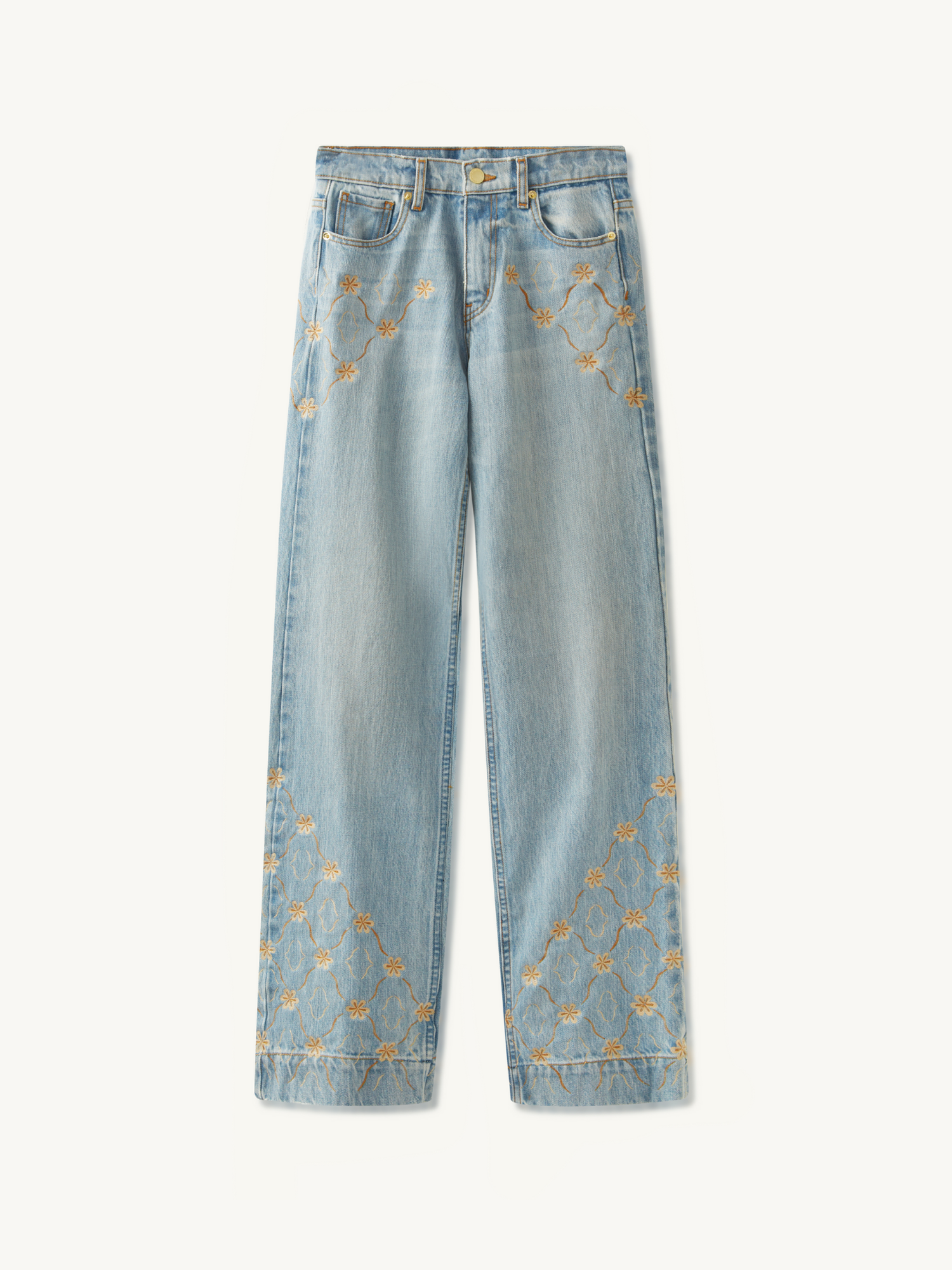 Helena Embroidered Jean | Light Blue