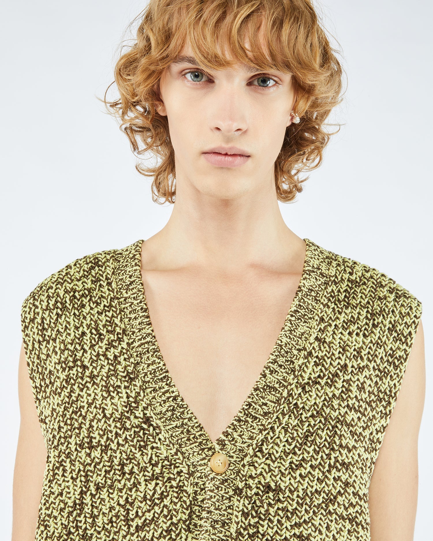 Dolan V-Neck Mouline Vest | Graphic Lime