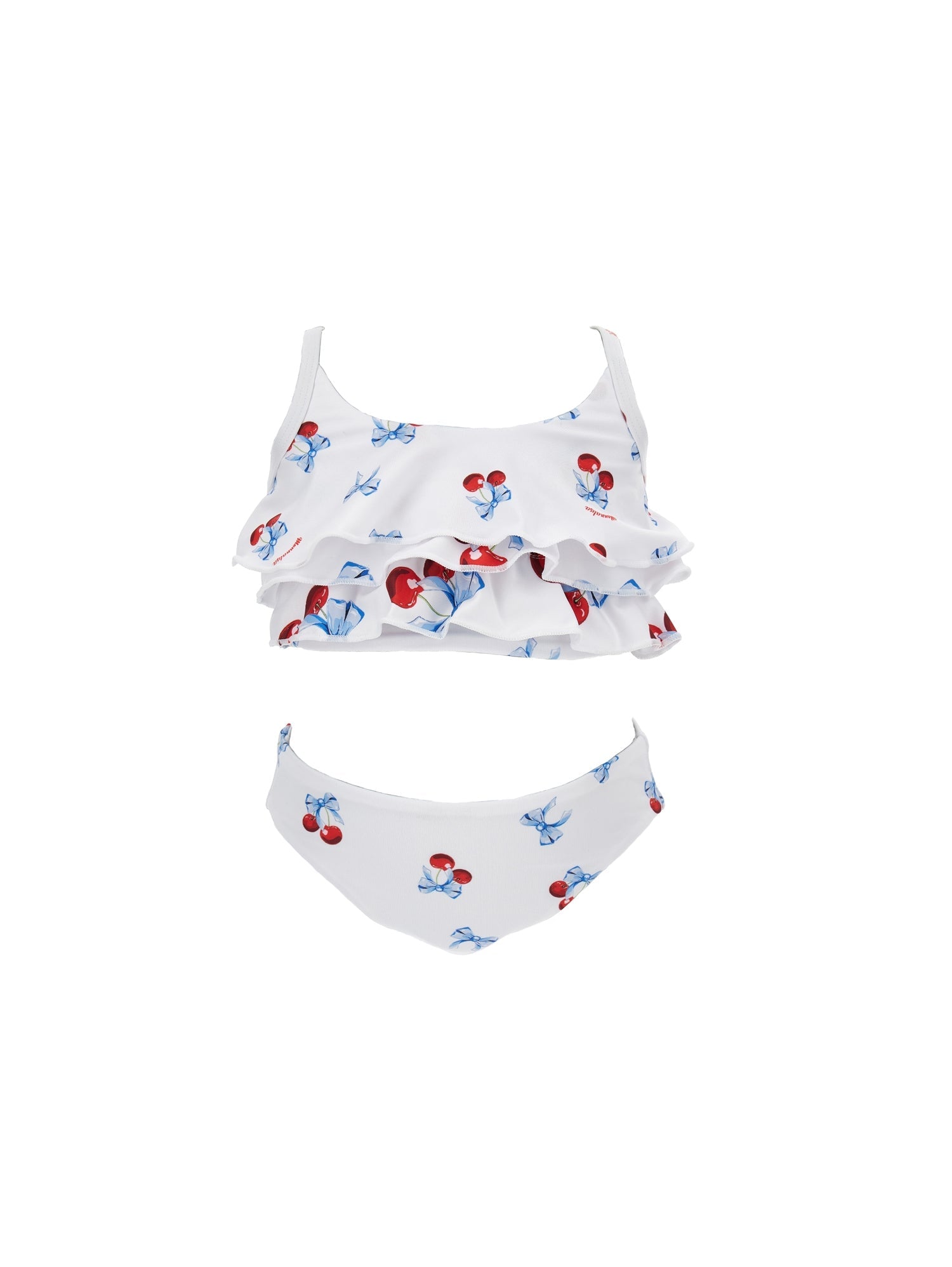 Girls | Two-Piece Swimsuit With Teddy Bear | White/Red
