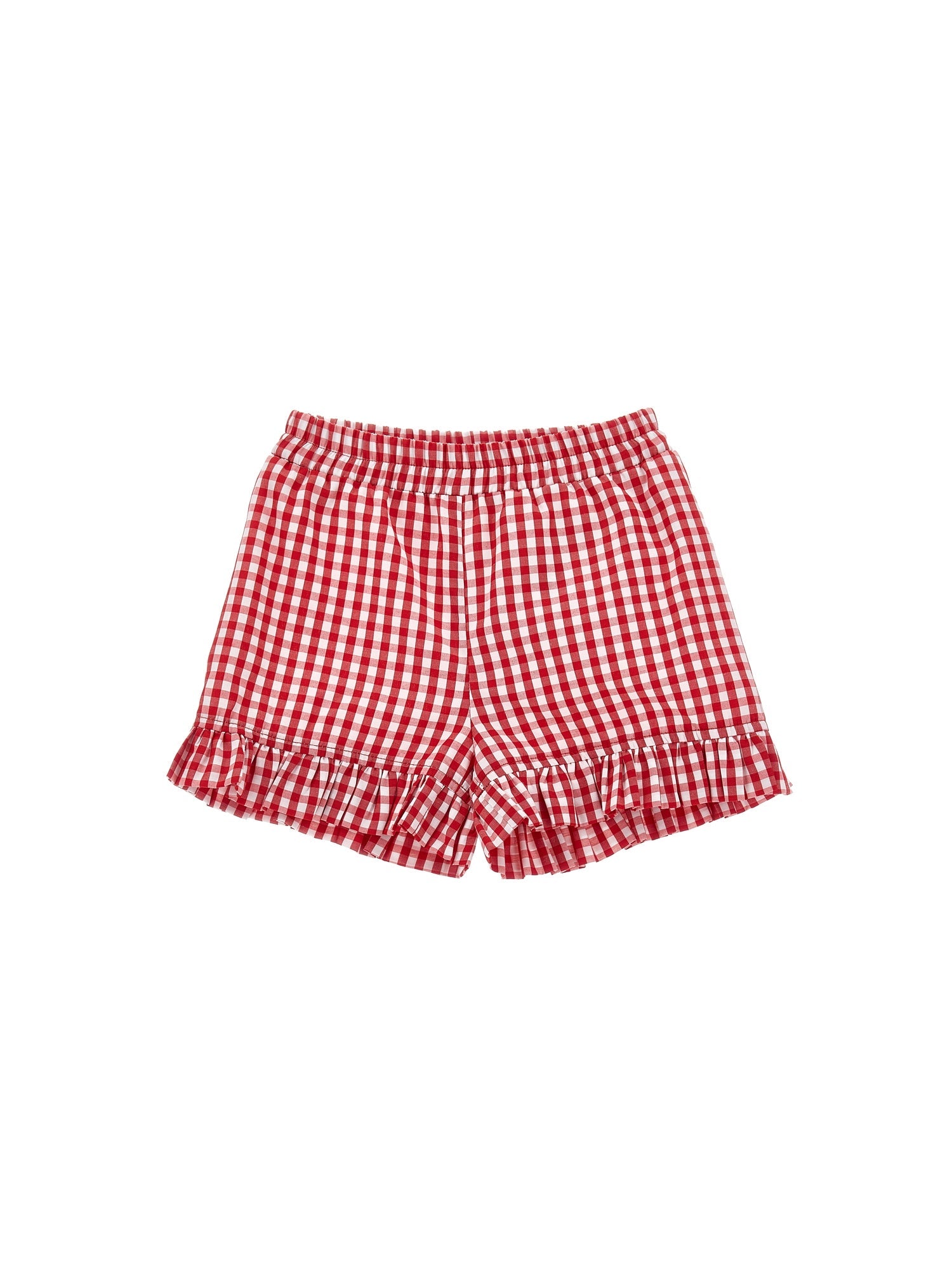 Girls | Gingham Trim Shorts | White/Red