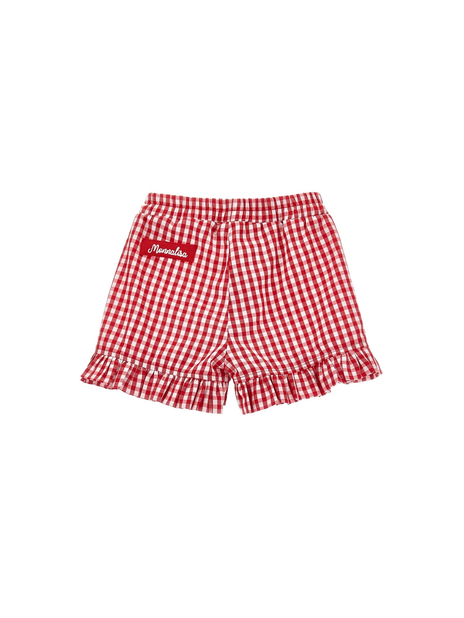 Girls | Gingham Trim Shorts | White/Red