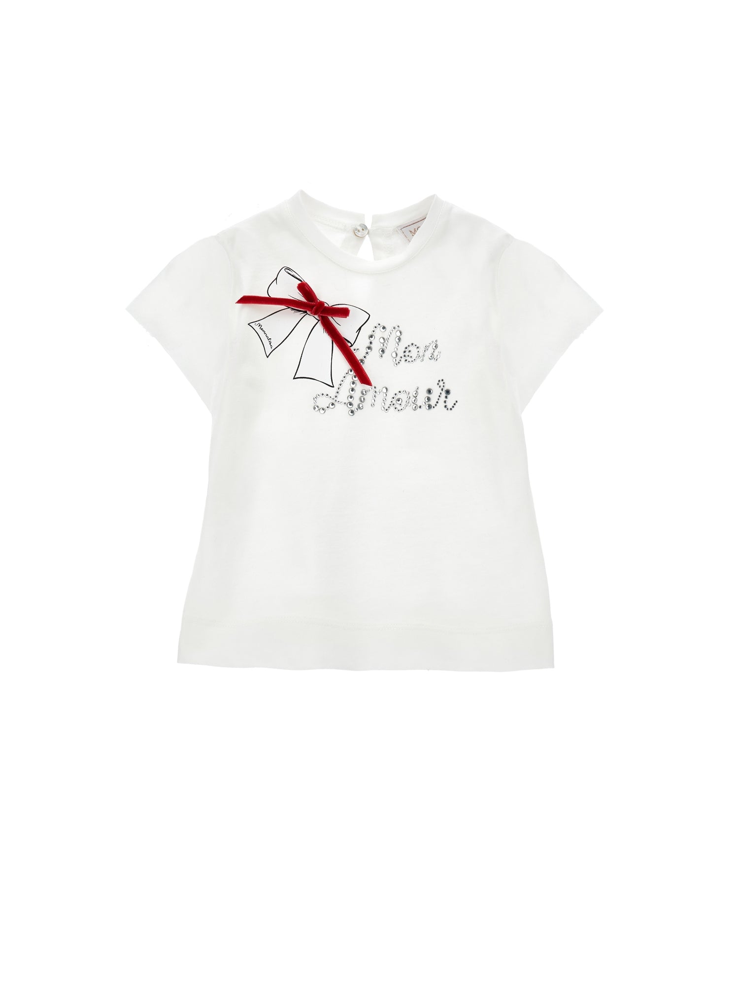 Girls | Cotton T-Shirt With Bow | Cream
