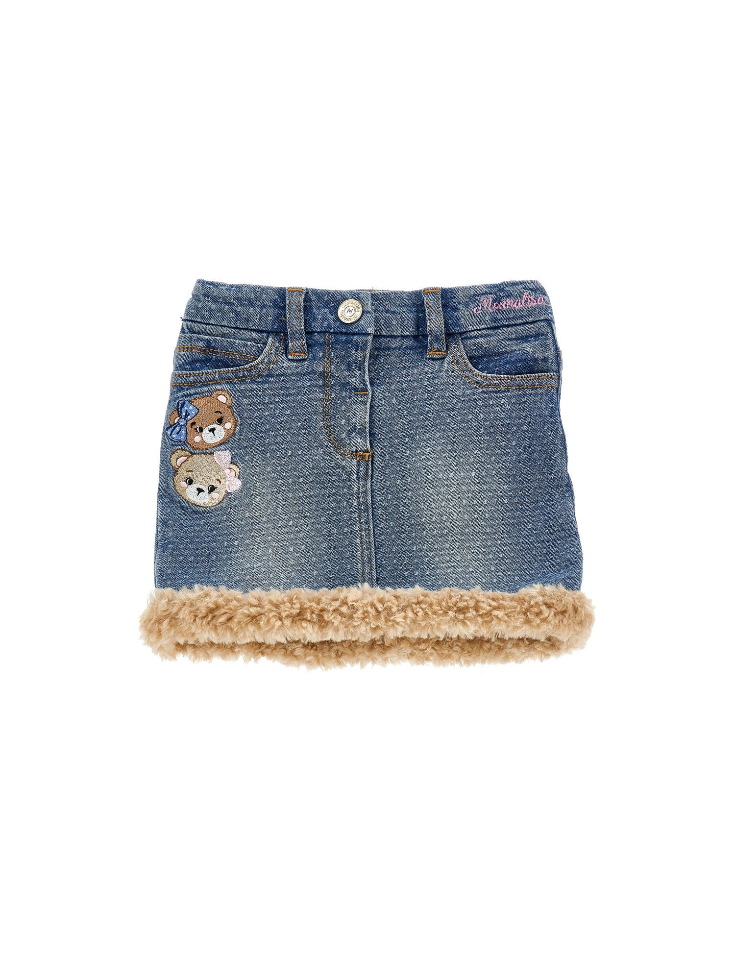 Girls | Jacquard Denim Skirt | Stone Denim Blue