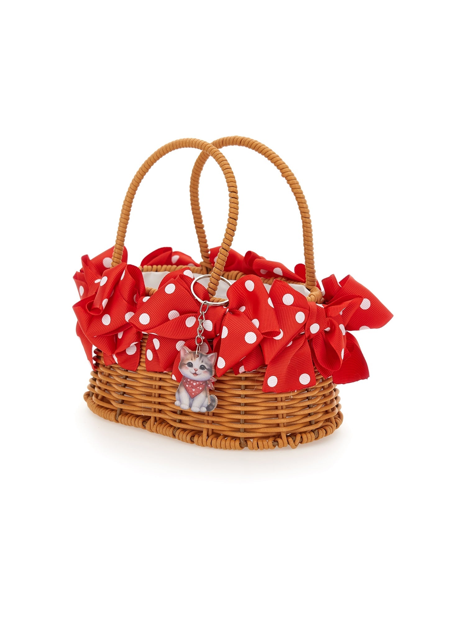 Girls | Wicker Basket With Bows | Beige