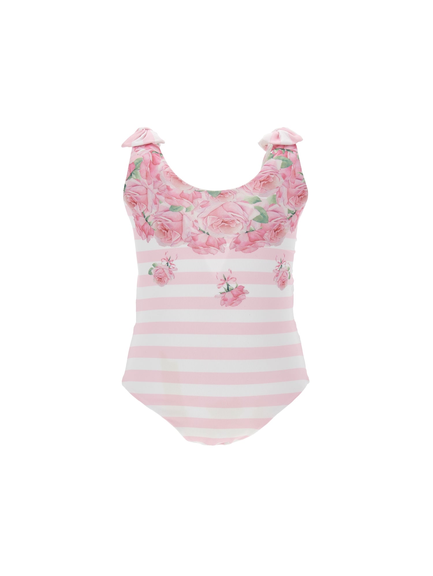 Girls | One-Piece Swimsuit With Bows | White/FairyTale Pink