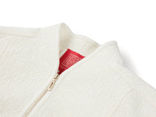 Wool Stand Collar Embroidered Coat | White