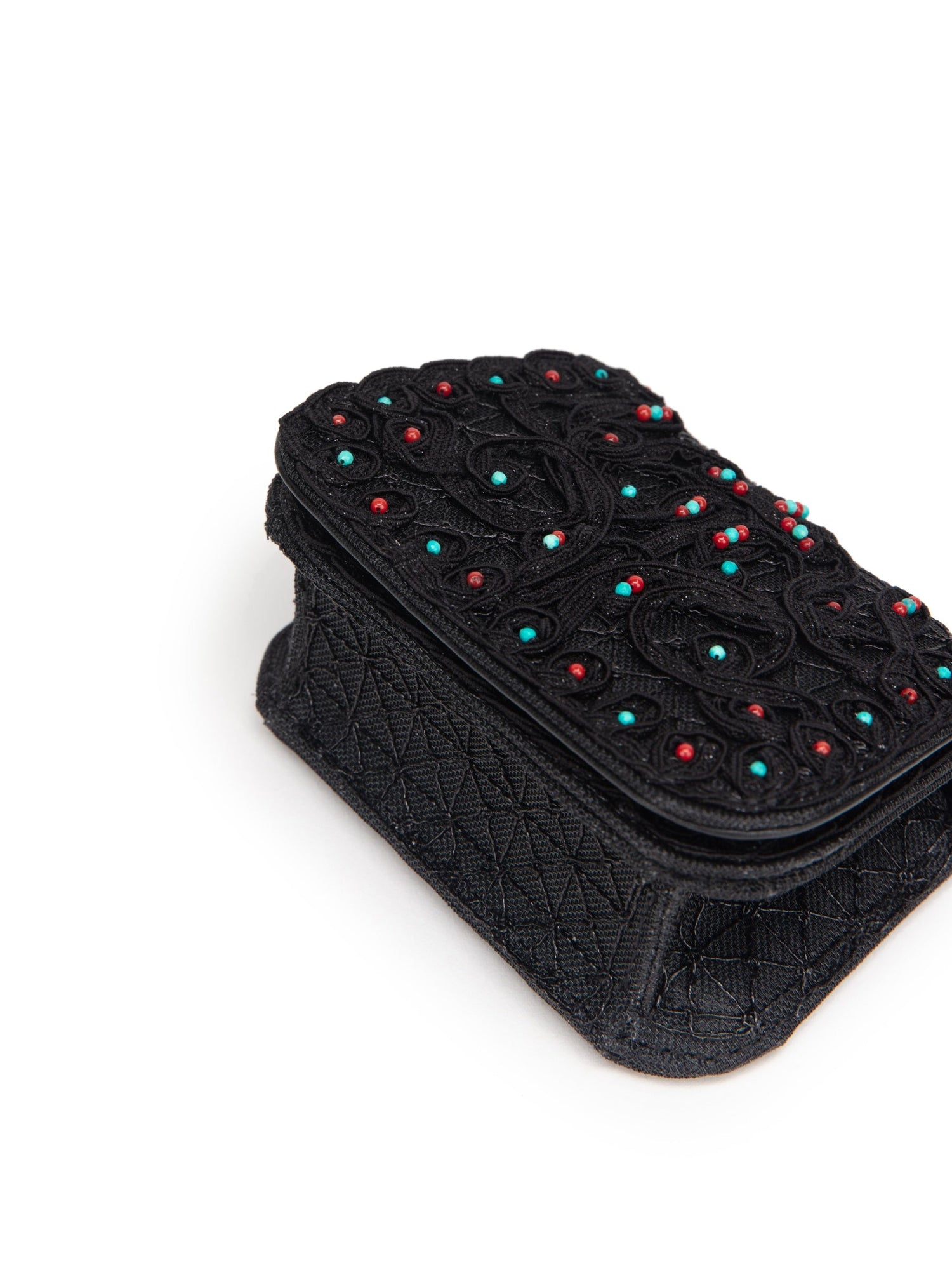 Beaded Textured Handbag | Black