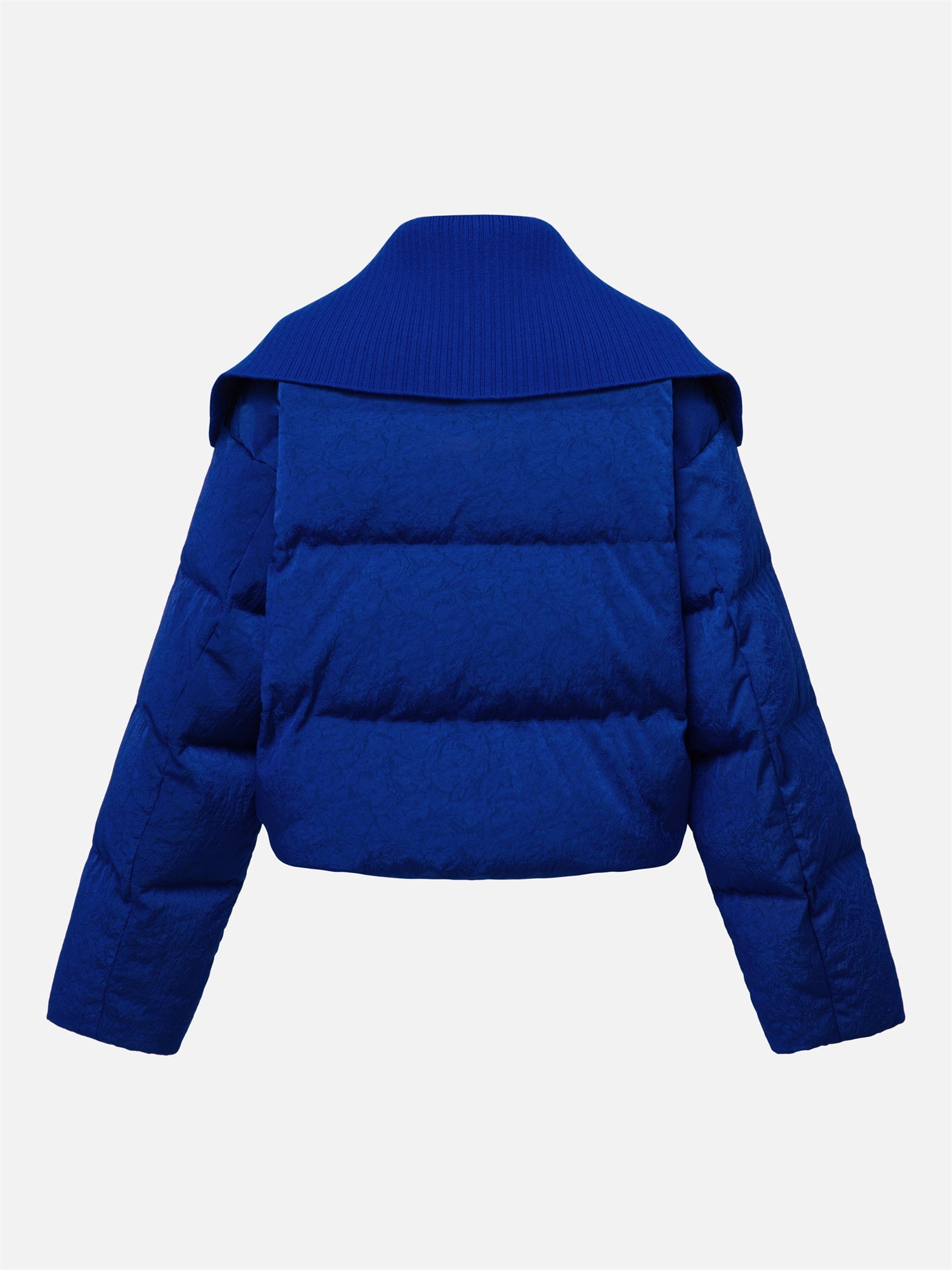Velvet-Texture Pleated Down Jacket | Blue