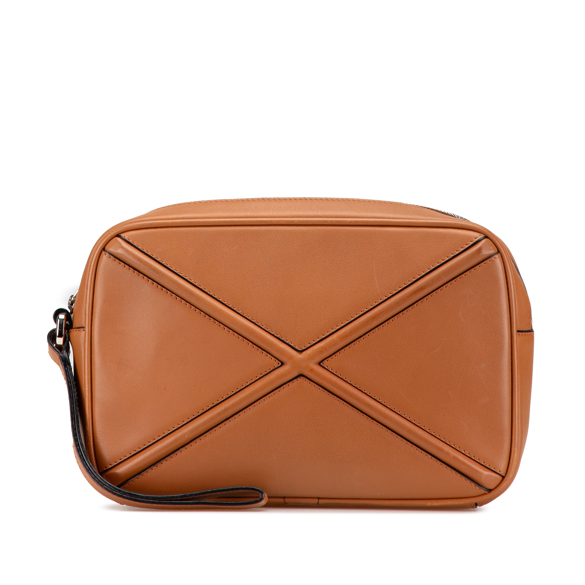 Loewe | Pre-Owned Leather Puzzle Clutch | Brown