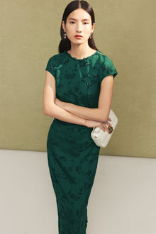 Chinese Style Silk Qipao Dress | Green