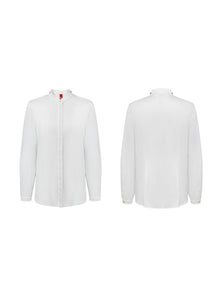 Silk Bow Tie Neckline Shirt | White