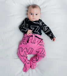 Newborn | A-Z Footed Baggy Pants | Hot Pink