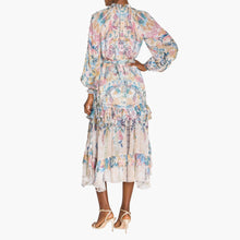 Reverie Belted Ruffle Midi Dress | Stone Multi