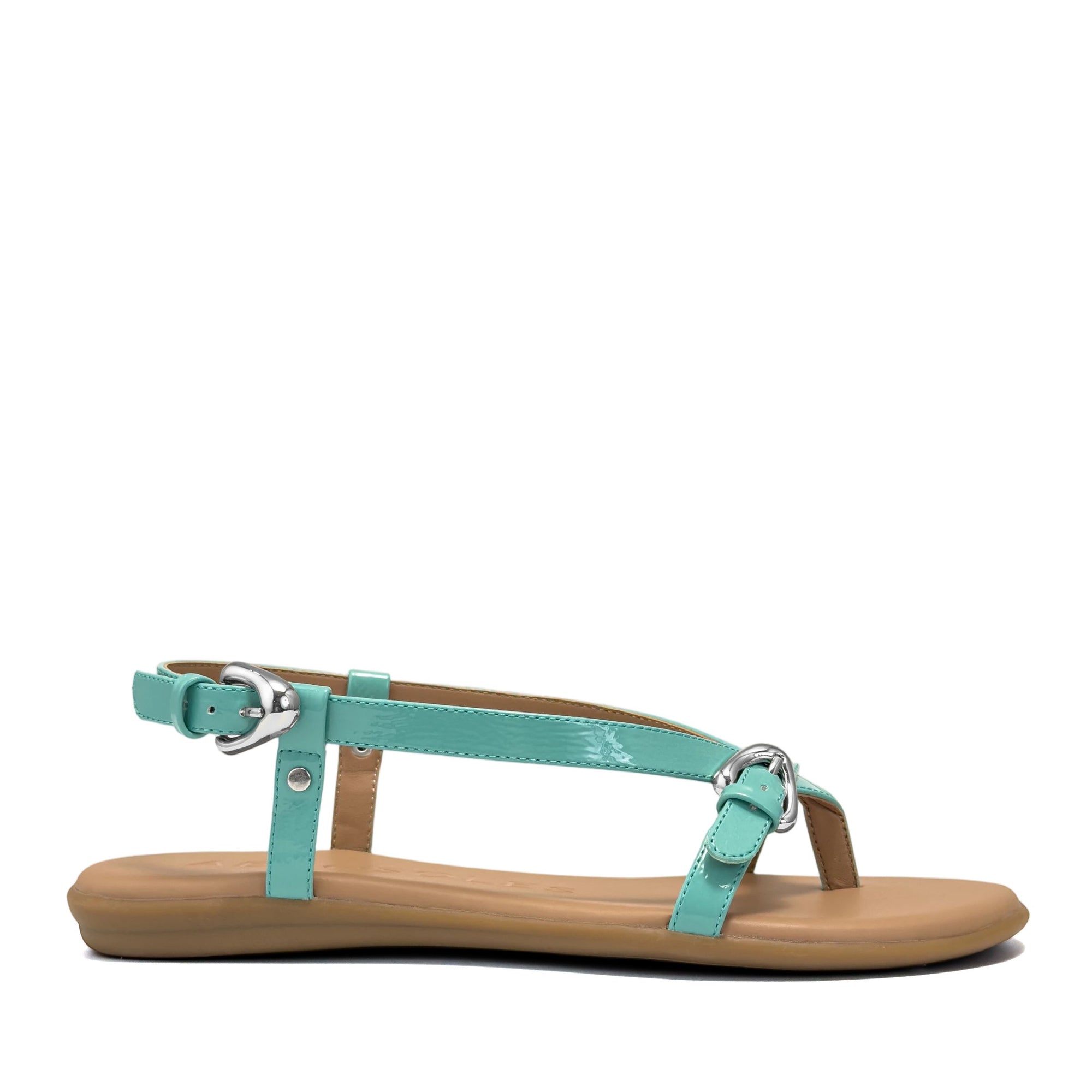 Iride Sandal Flat | Ice Green Faux Crinkle Patent
