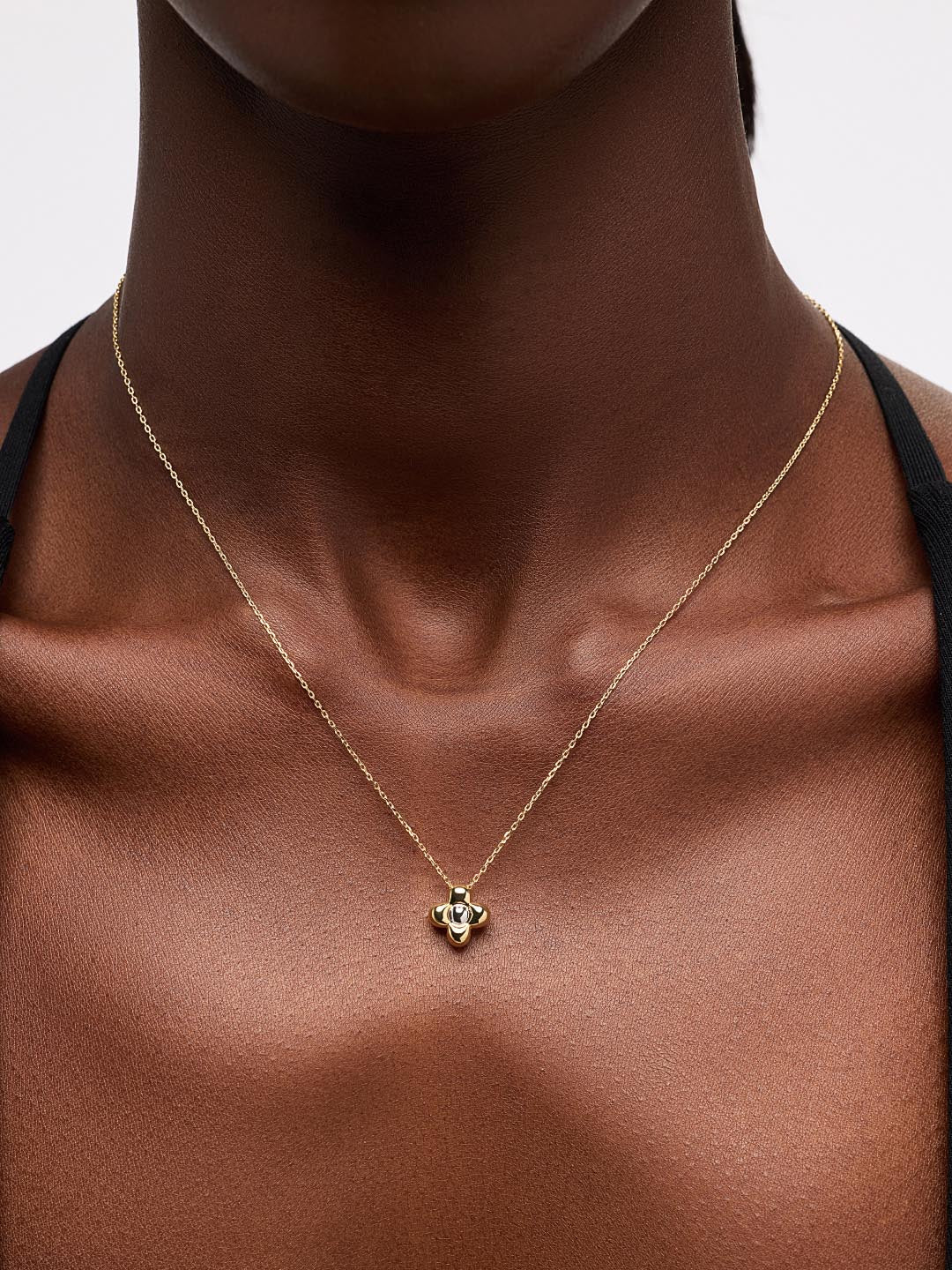 Liora Mini Flower Pendant Necklace | 14K Gold on Brass/Rhodium on Brass