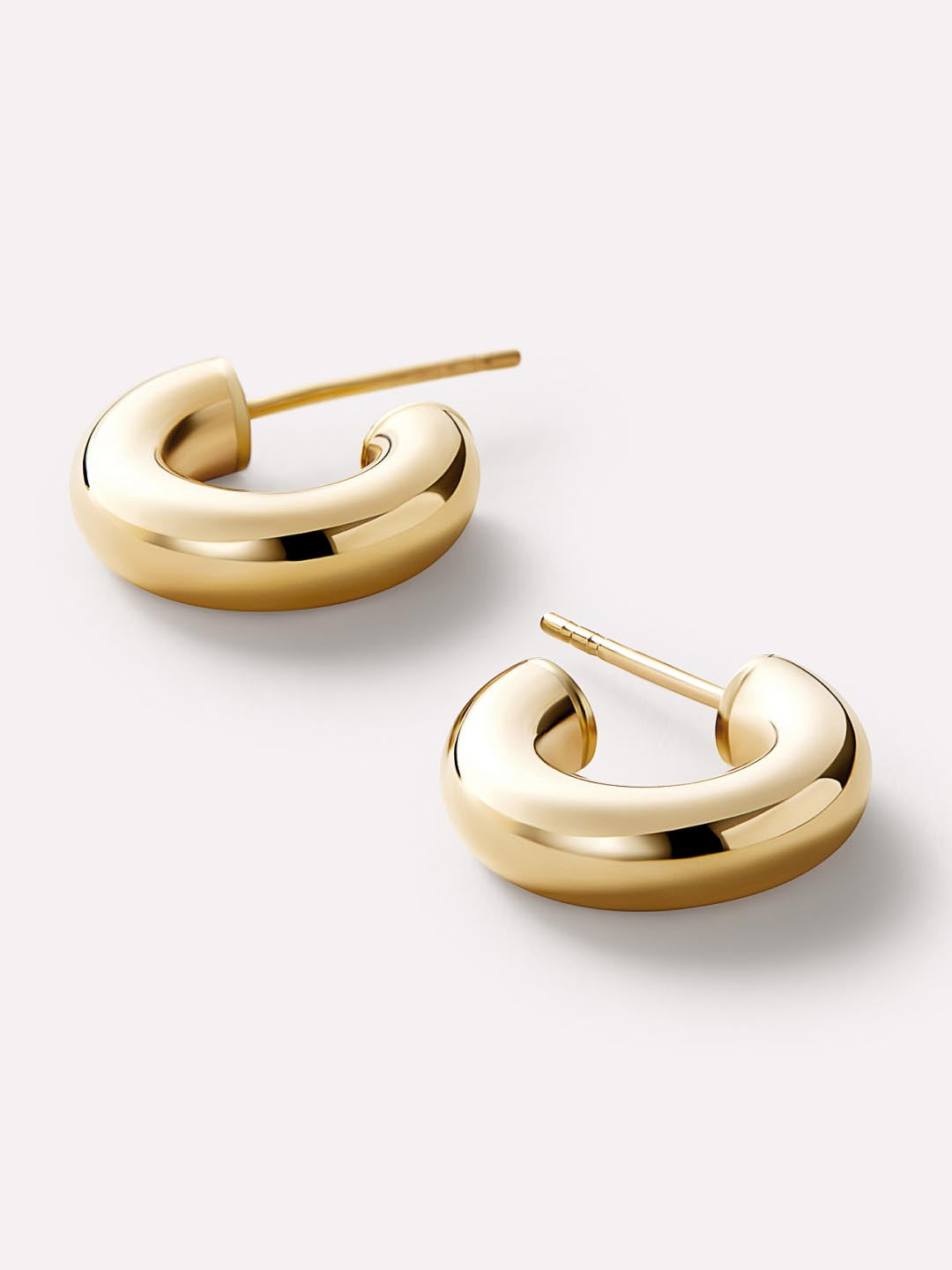 Bold C-Mini Chunky Hoop Earrings | 10K Solid Gold