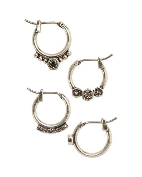 Full Bloom Hoop Earring Set | Silver