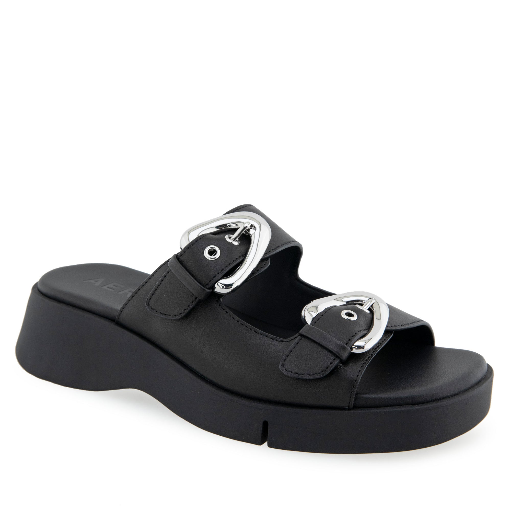Faith Sandal Flatform | Black Faux Calf