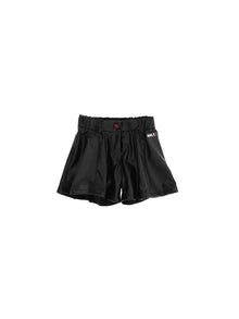 Girls | Godet Coated Fabric Shorts | Black
